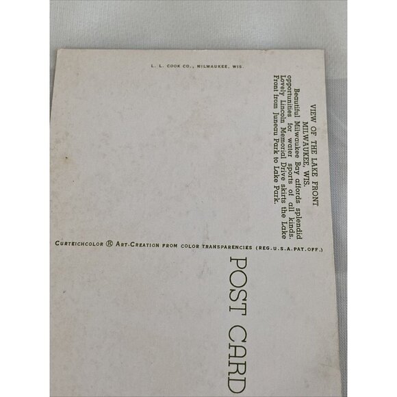 Vintage Postcard View of the Lake Front Milwaukee Bay Wisconsin Unposted - Picture 9 of 9